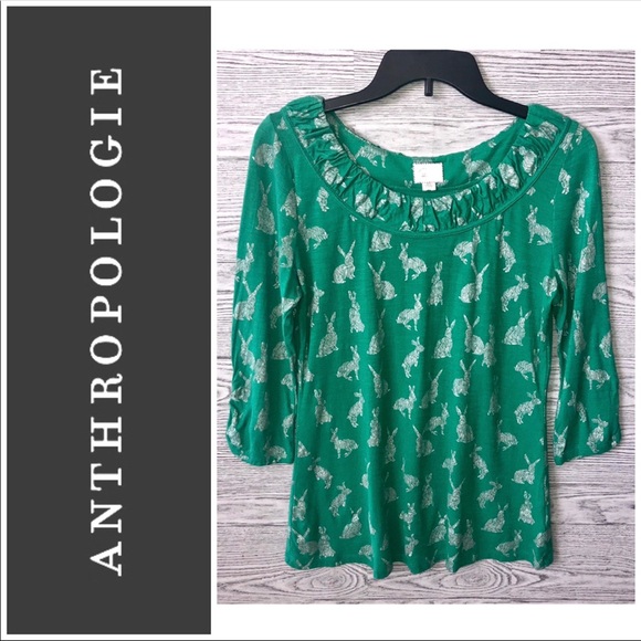 Anthropologie Tops - Postmark | Silver Bunny Creature Comforts Tee